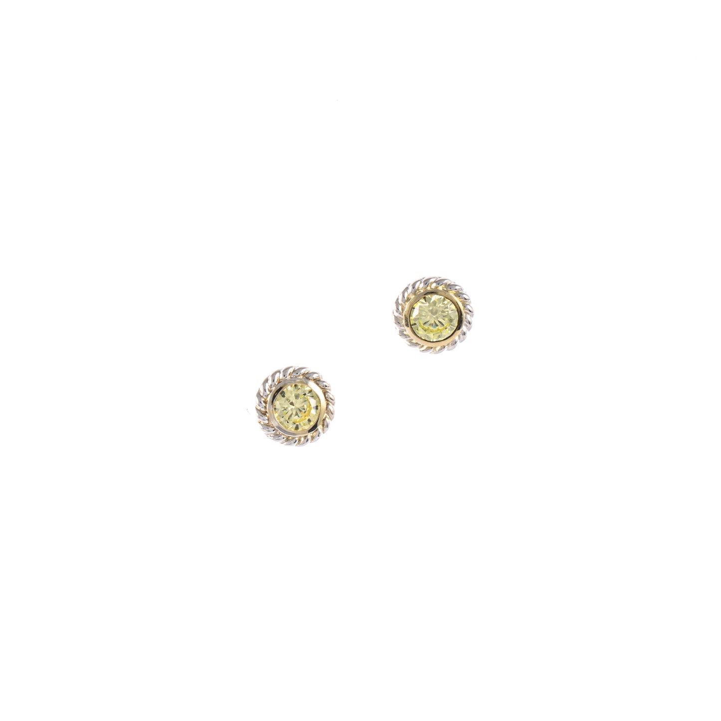 Ohrstecker 925 Silber teilvergoldet Zirkonia hellgruen