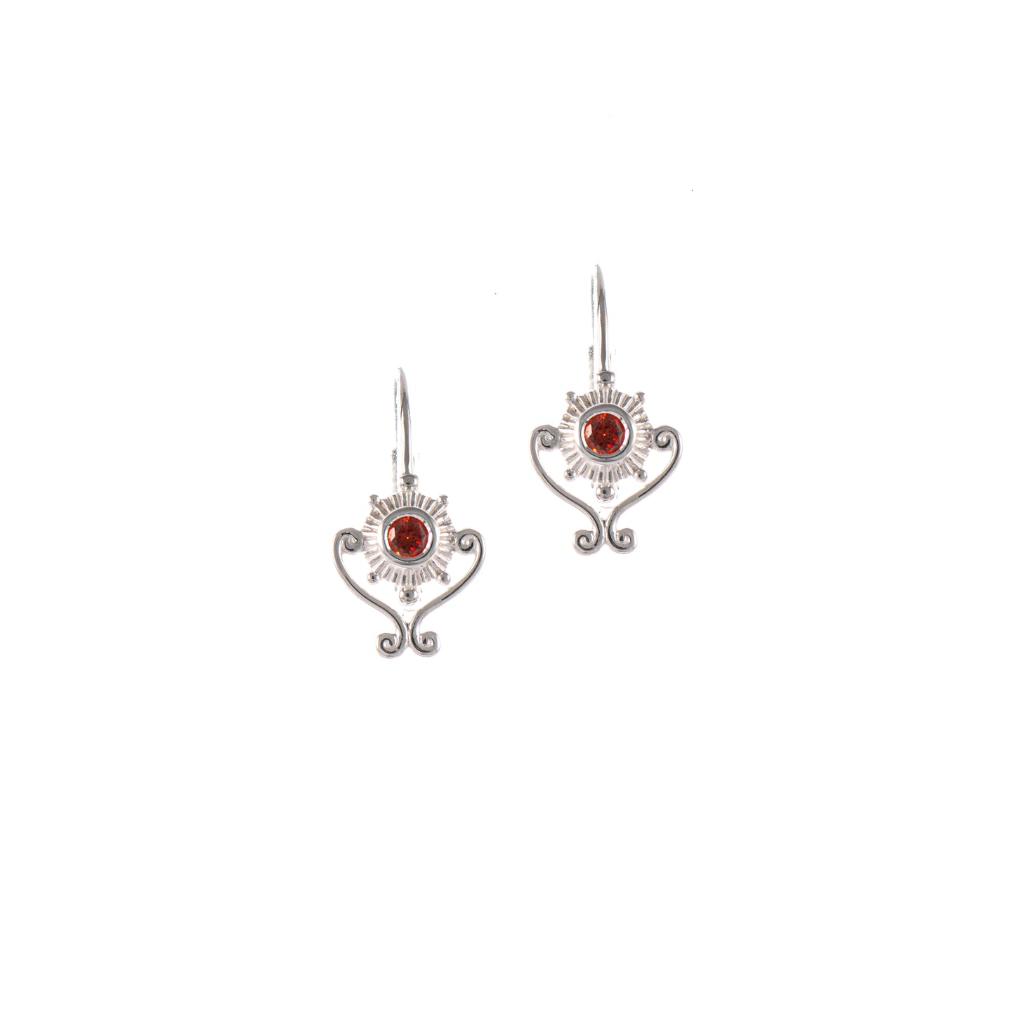 Ohrringe Bouton 925 Silber Zirkonia rot