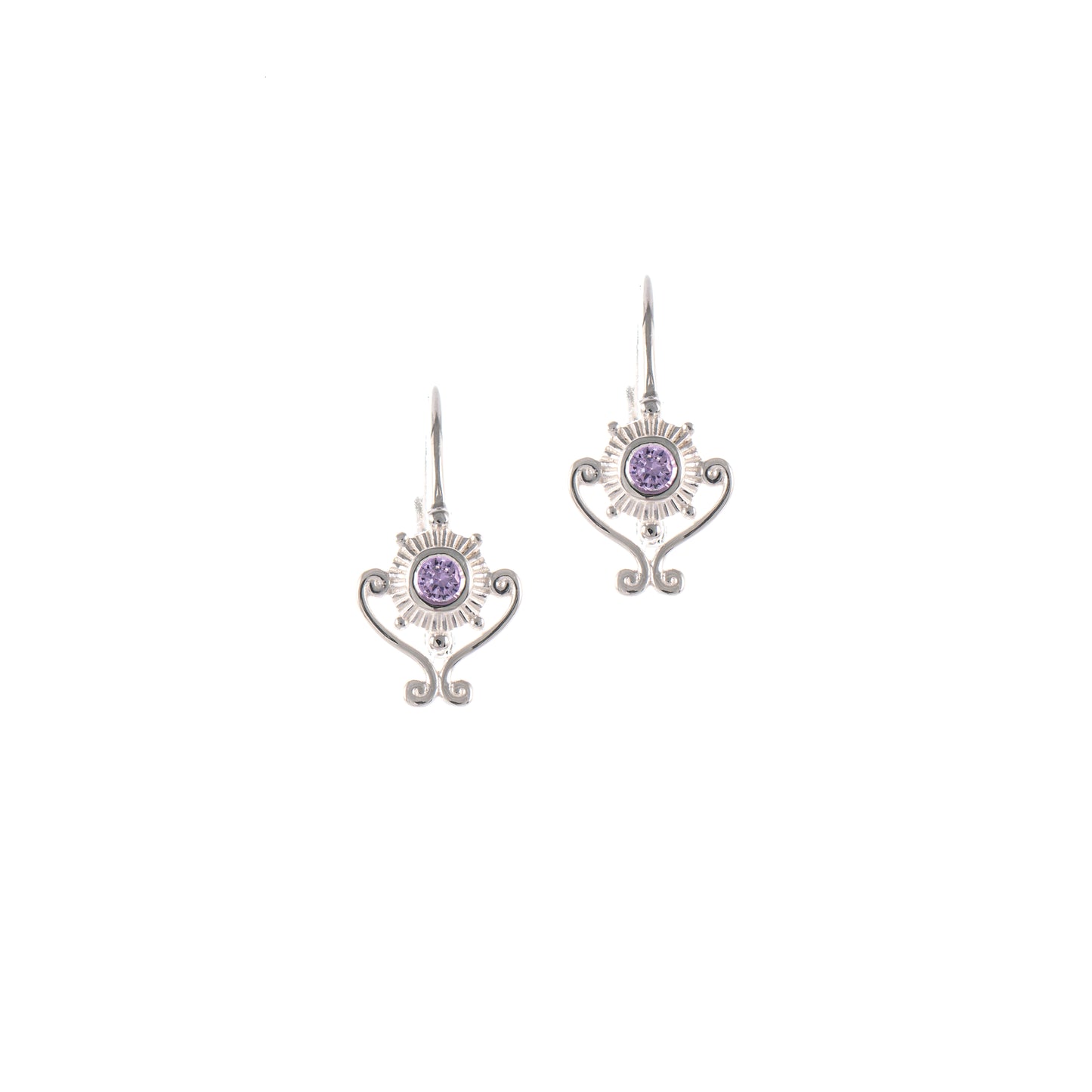 Ohrringe Bouton 925 Silber Zirkonia flieder