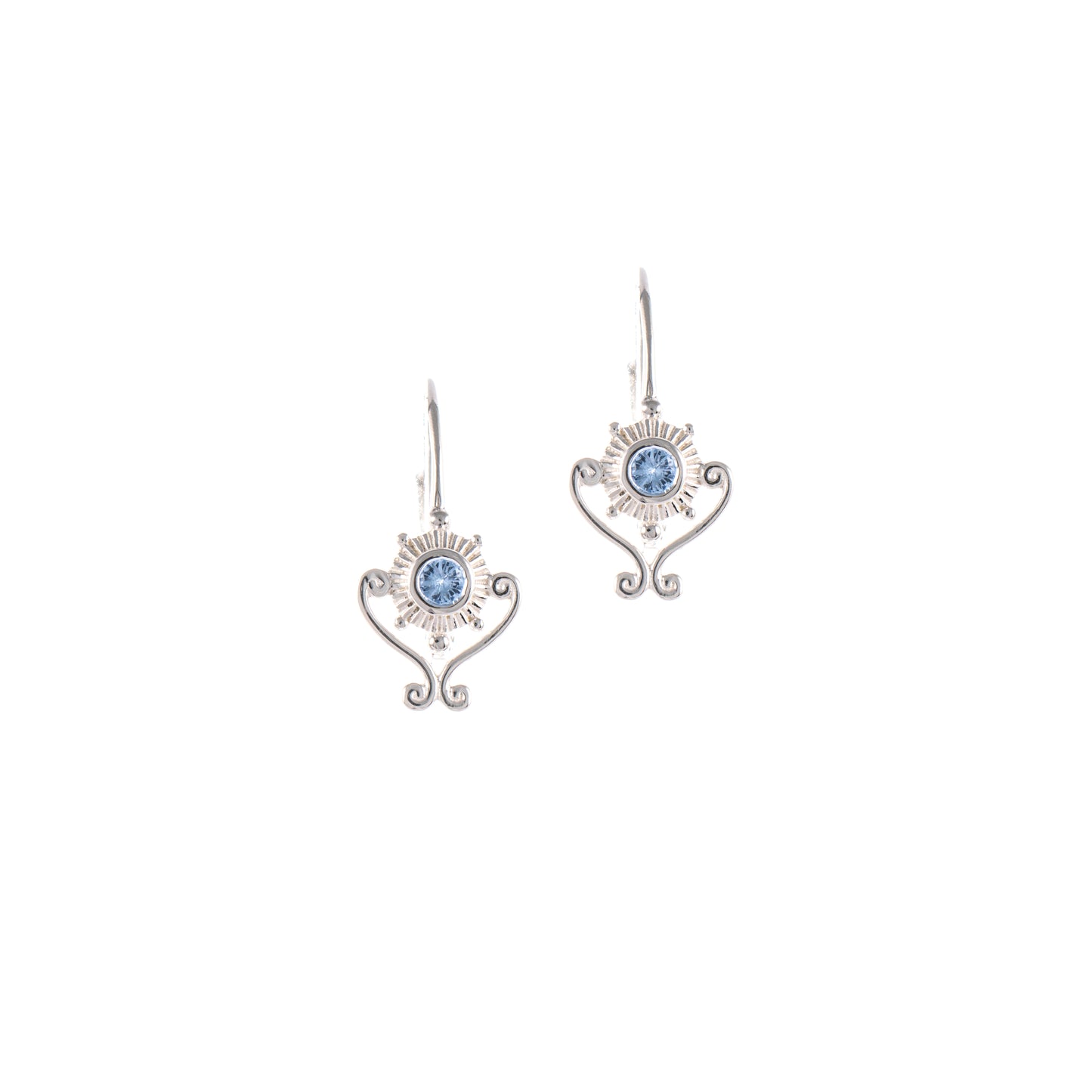 Ohrringe Bouton 925 Silber Zirkonia hellblau