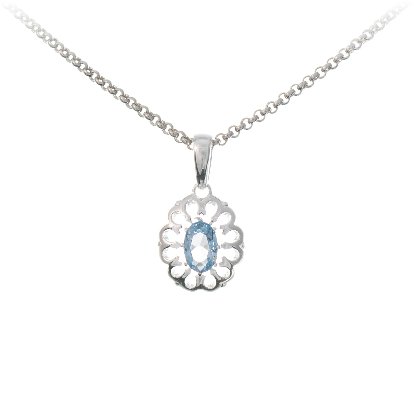 Anhaenger mit Kette 925 Silber Zirkonia hellblau