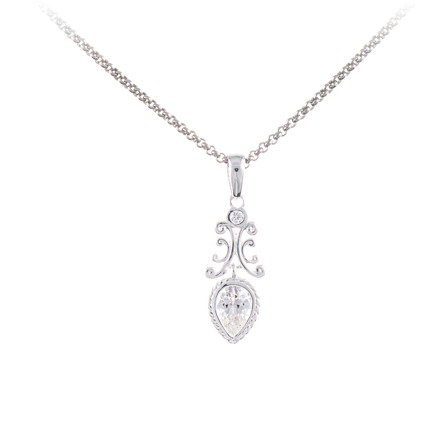 Anhaenger mit Kette 925 Silber Zirkonia weiss