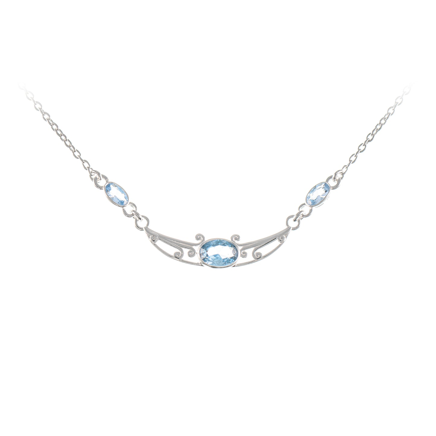 Collier 925 Silber Zirkonia hellblau