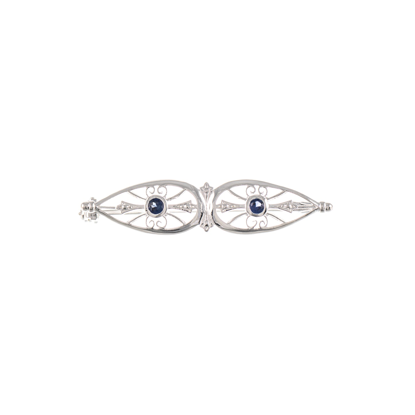 Brosche 925 Silber Zirkonia blau
