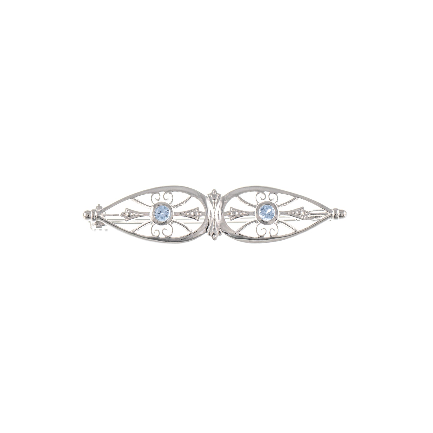 Brosche 925 Silber Zirkonia hellblau