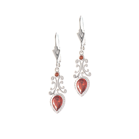 Ohrringe 925 Silber Zirkonia rot