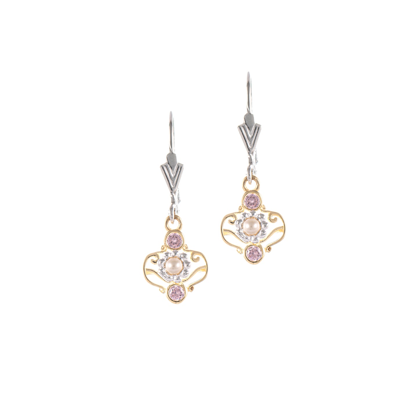 Ohrringe 925 Silber teilvergoldet Zirkonia rosa Perle