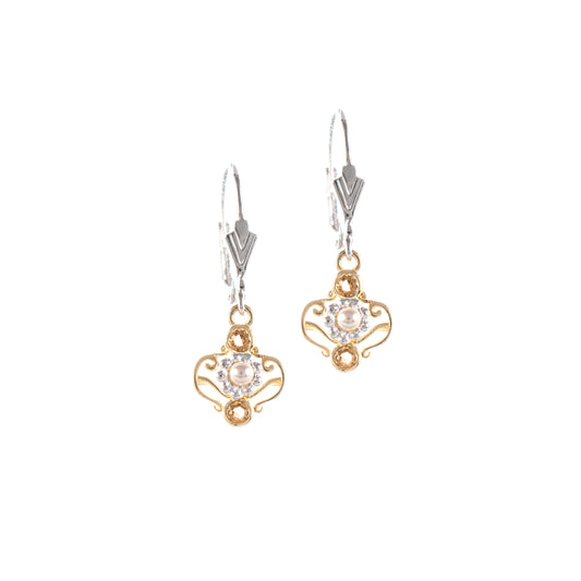 Ohrringe 925 Silber teilvergoldet Zirkonia cognac Perle
