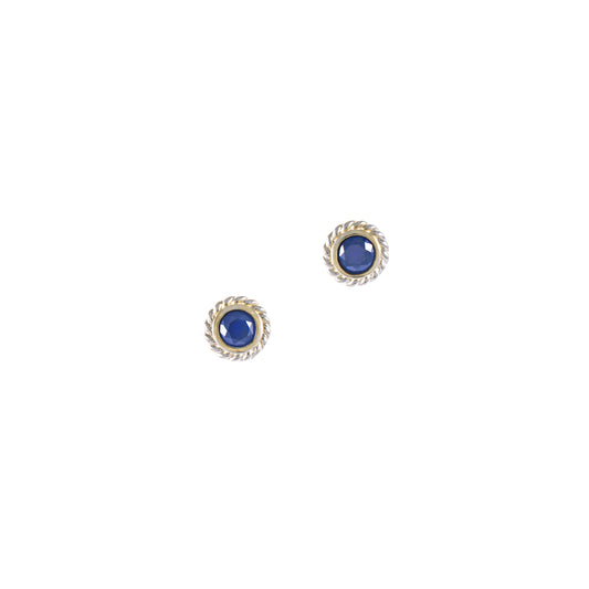 Ohrstecker 925 Silber teilvergoldet Zirkonia blau
