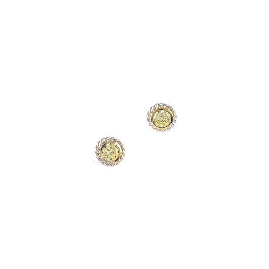 Ohrstecker 925 Silber teilvergoldet Zirkonia hellgruen