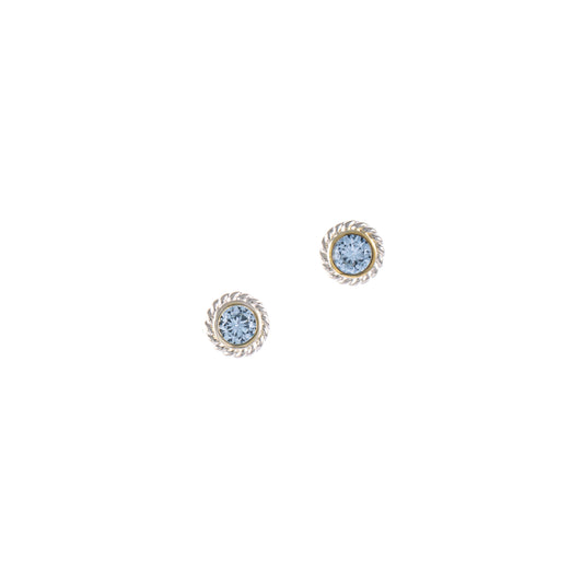 Ohrstecker 925 Silber teilvergoldet Zirkonia hellblau