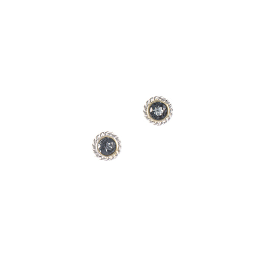 Ohrstecker 925 Silber teilvergoldet Zirkonia anthrazit