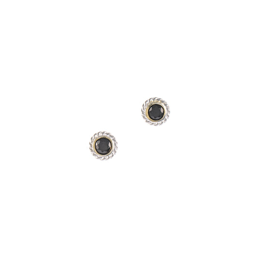 Ohrstecker 925 Silber teilvergoldet Zirkonia schwarz