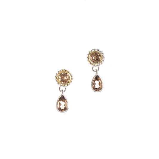 Ohrstecker 925 Silber teilvergoldet Zirkonia cognac