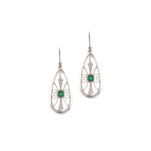Ohrringe Bouton 925 Silber Zirkonia gruen