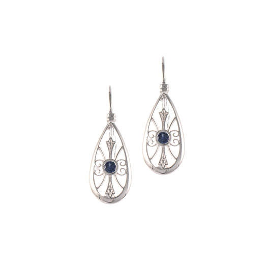 Ohrringe Bouton 925 Silber Zirkonia blau