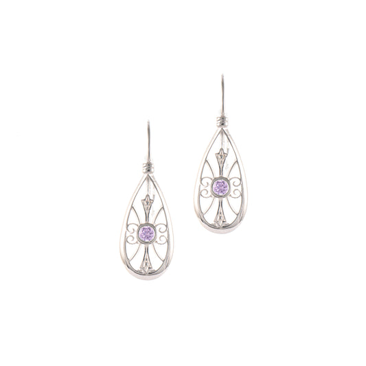 Ohrringe Bouton 925 Silber Zirkonia flieder