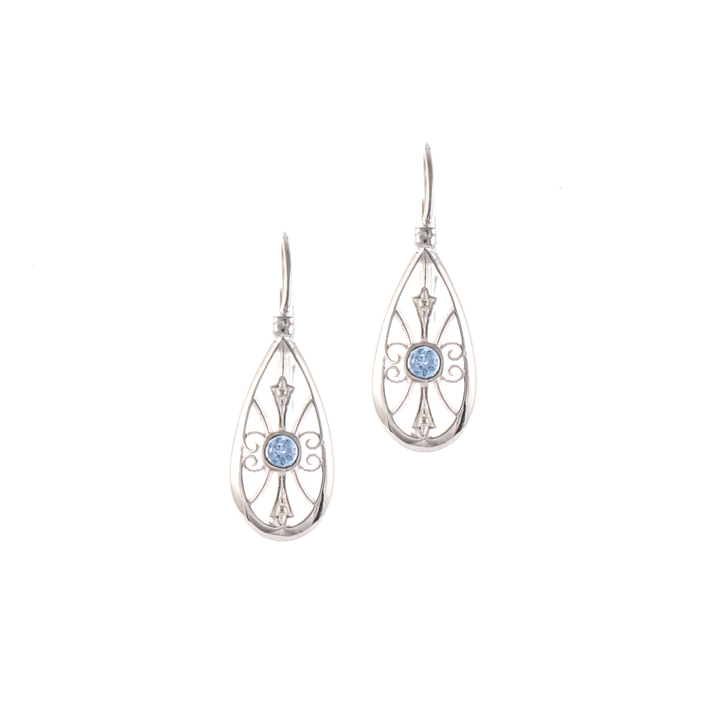 Ohrringe Bouton 925 Silber Zirkonia hellblau