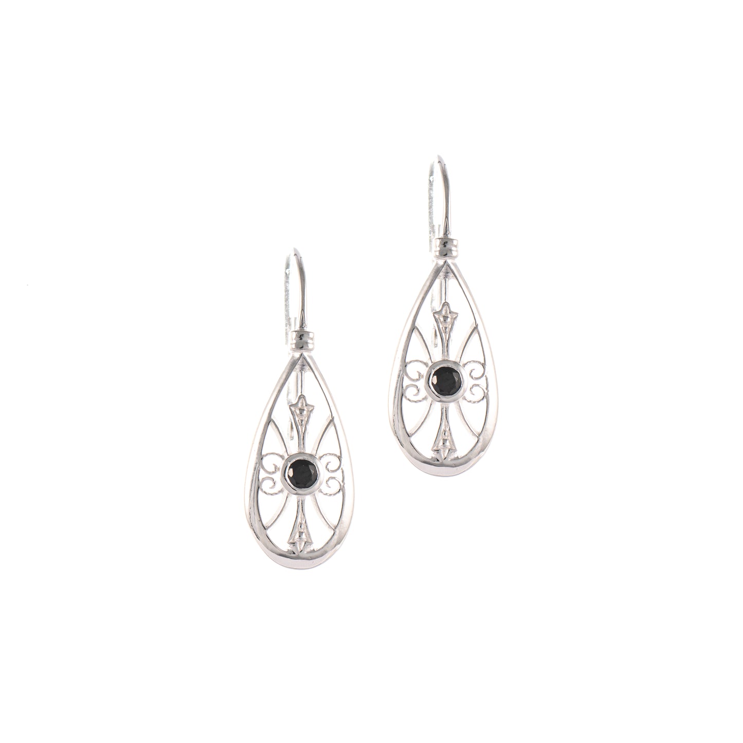 Ohrringe Bouton 925 Silber Zirkonia schwarz