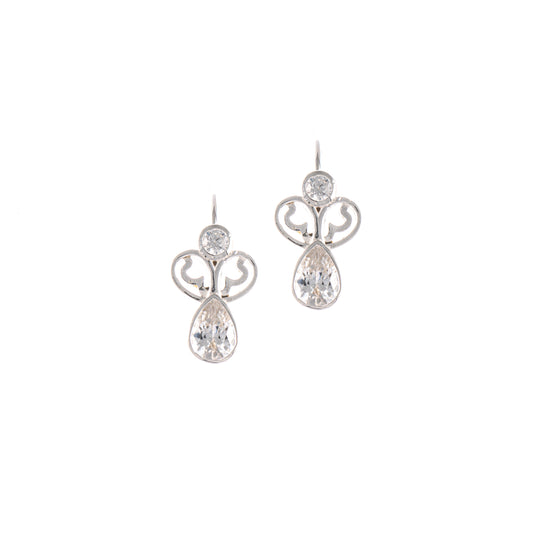 Ohrringe Bouton 925 Silber Zirkonia weiss