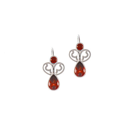 Ohrringe Bouton 925 Silber Zirkonia rot