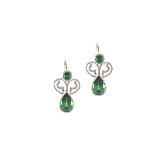 Ohrringe Bouton 925 Silber Zirkonia gruen