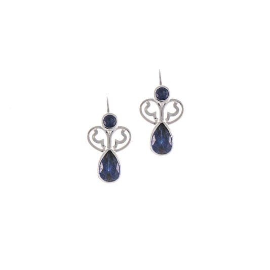 Ohrringe Bouton 925 Silber Zirkonia blau