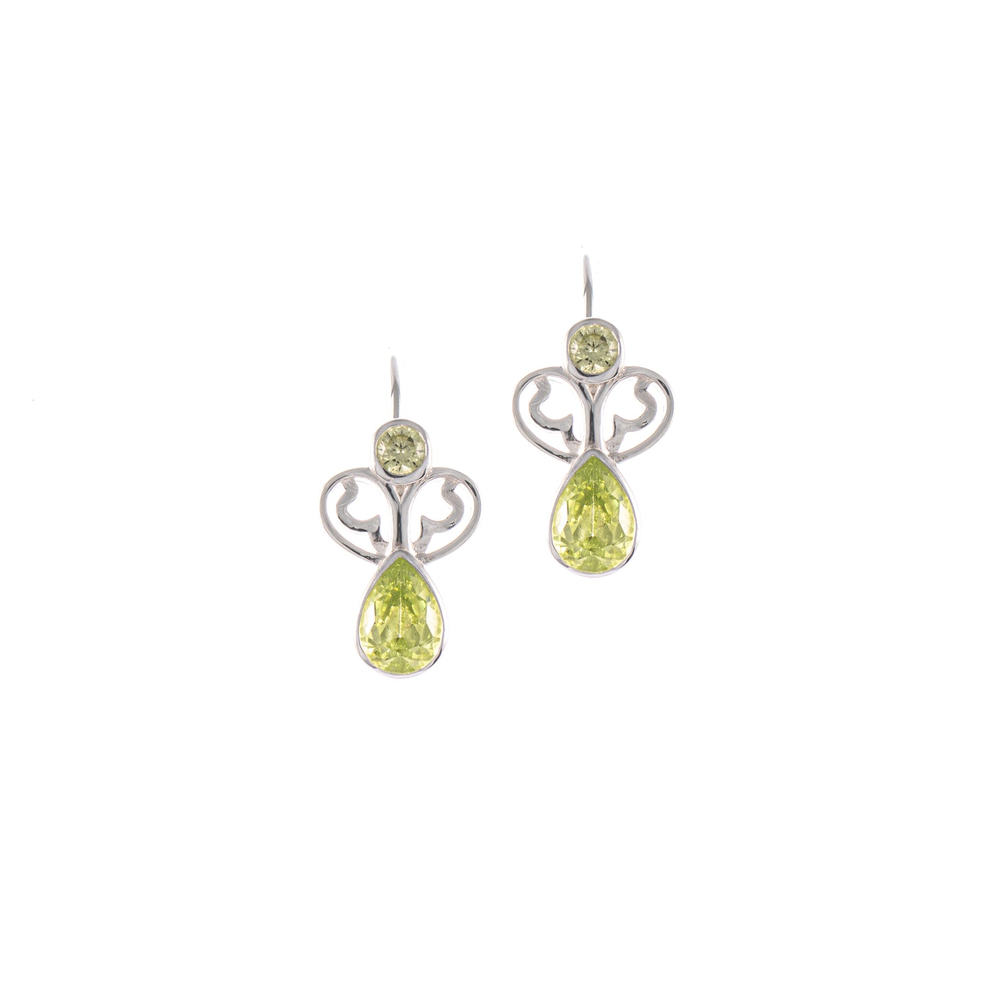 Ohrringe Bouton 925 Silber Zirkonia hellgruen