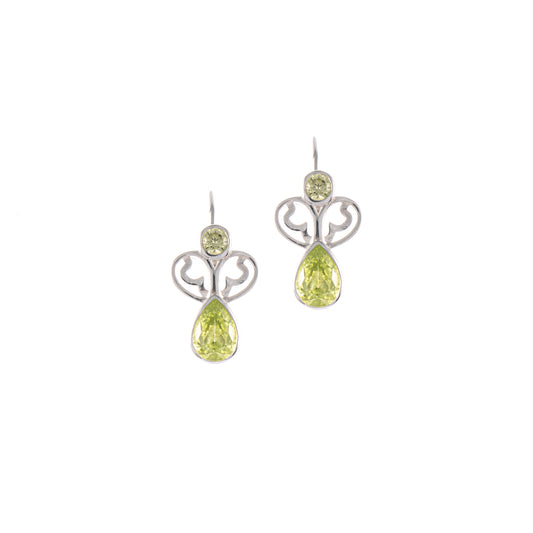 Ohrringe Bouton 925 Silber Zirkonia hellgruen