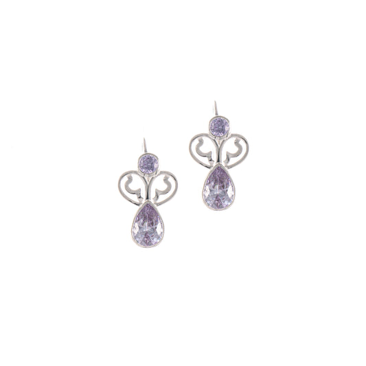 Ohrringe Bouton 925 Silber Zirkonia flieder