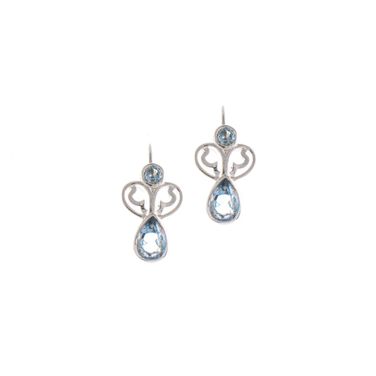 Ohrringe Bouton 925 Silber Zirkonia hellblau