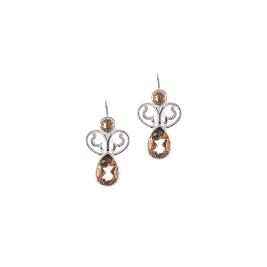 Ohrringe Bouton 925 Silber Zirkonia cognac
