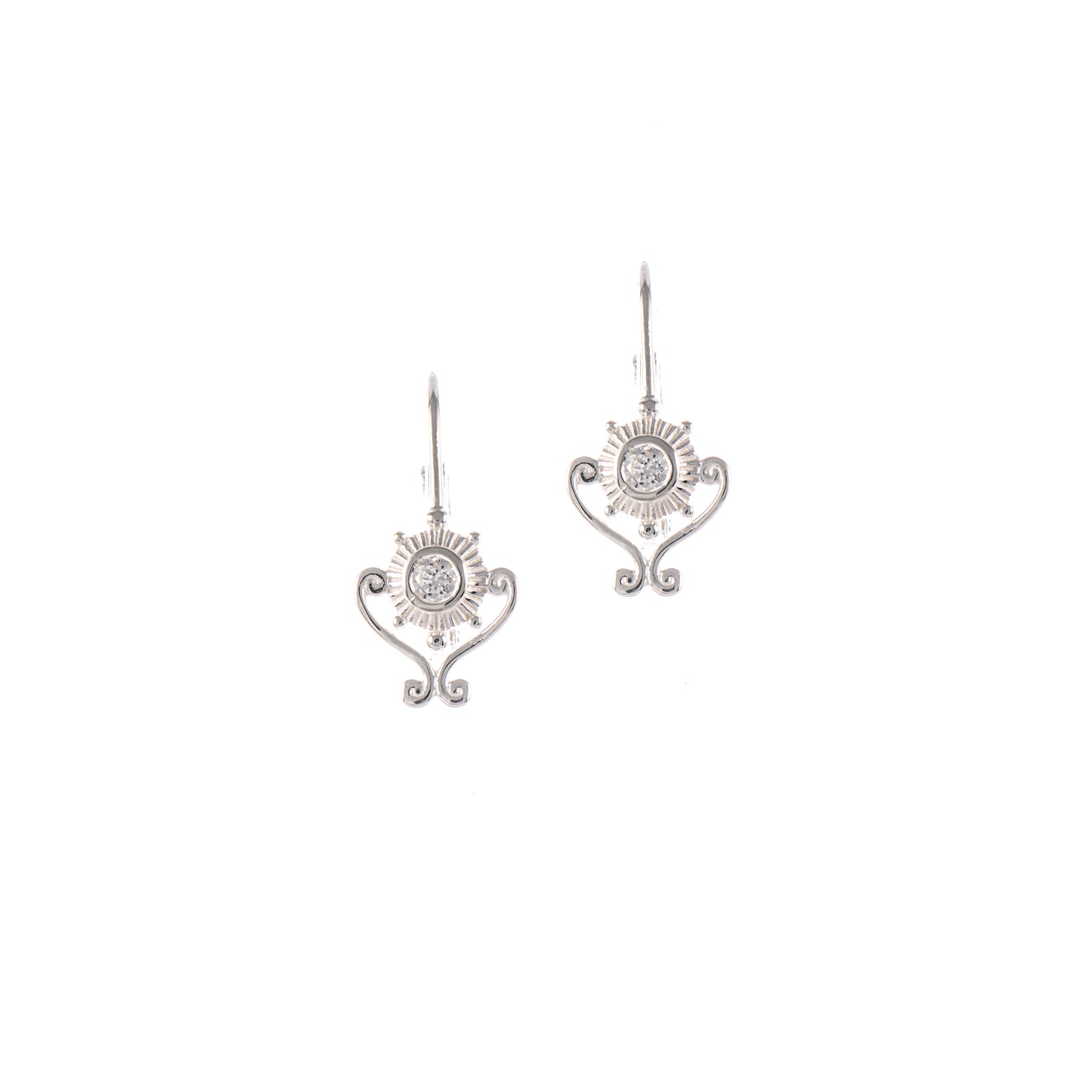 Ohrringe Bouton 925 Silber Zirkonia weiss