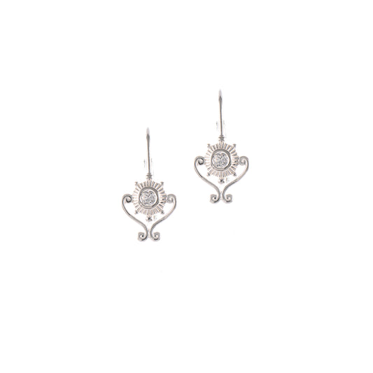 Ohrringe Bouton 925 Silber Zirkonia weiss