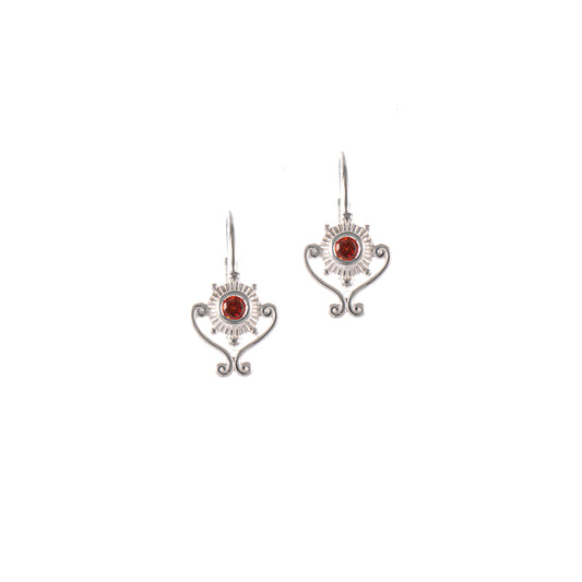 Ohrringe Bouton 925 Silber Zirkonia rot