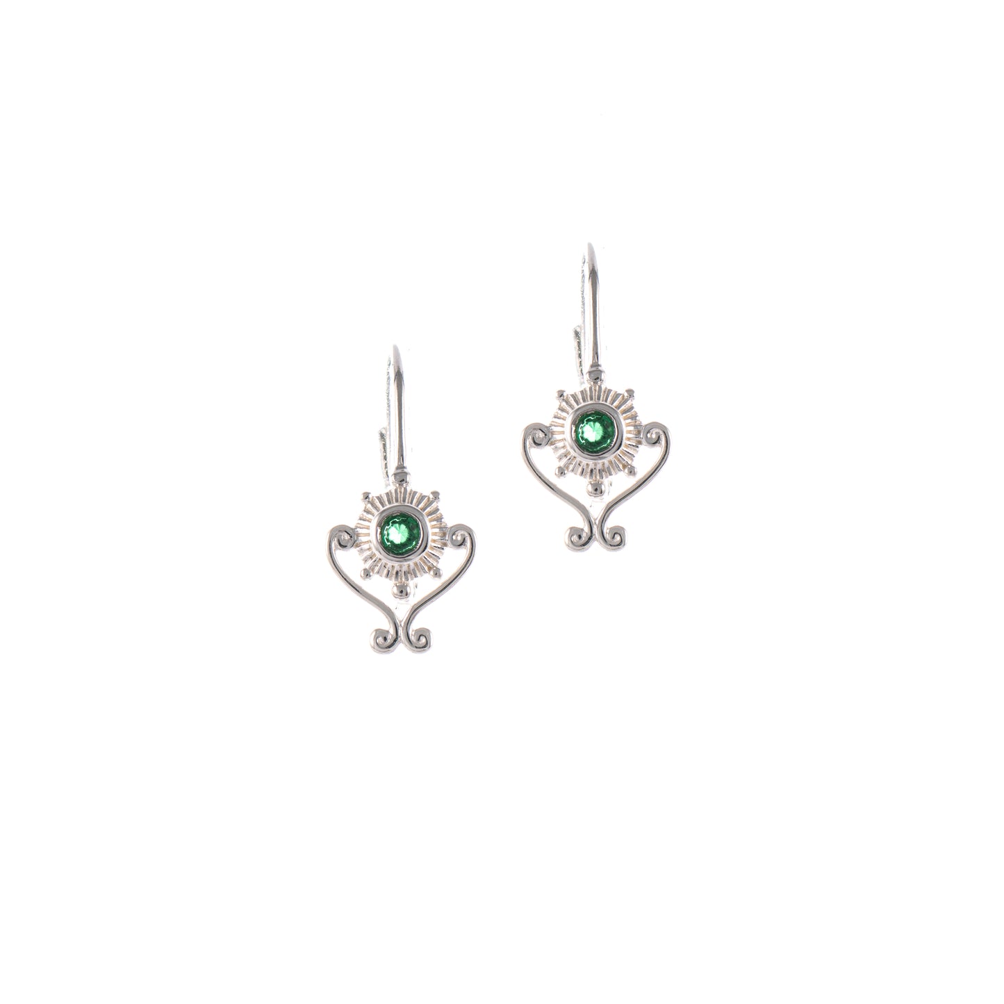 Ohrringe Bouton 925 Silber Zirkonia gruen
