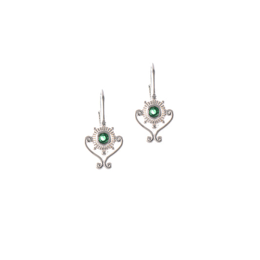 Ohrringe Bouton 925 Silber Zirkonia gruen