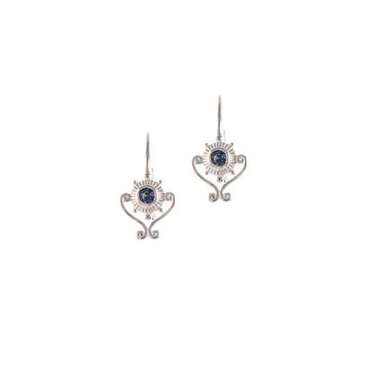 Ohrringe Bouton 925 Silber Zirkonia blau