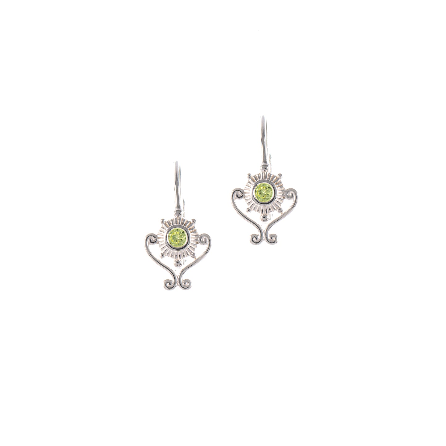 Ohrringe Bouton 925 Silber Zirkonia hellgruen
