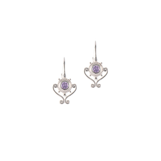 Ohrringe Bouton 925 Silber Zirkonia flieder
