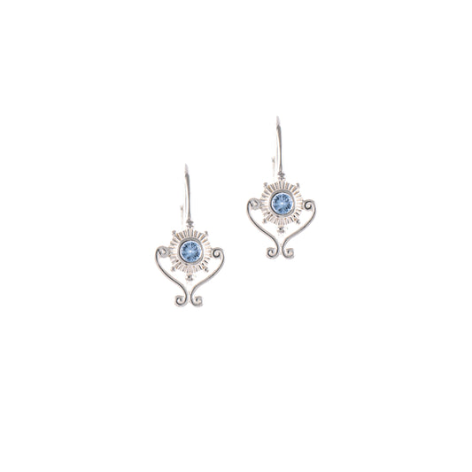 Ohrringe Bouton 925 Silber Zirkonia hellblau