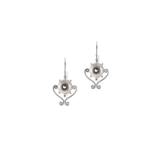 Ohrringe Bouton 925 Silber Zirkonia anthrazit