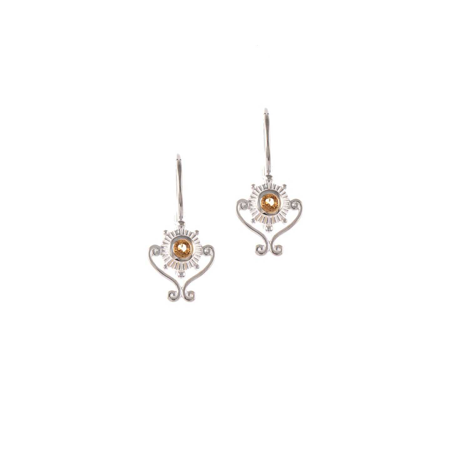 Ohrringe Bouton 925 Silber Zirkonia cognac