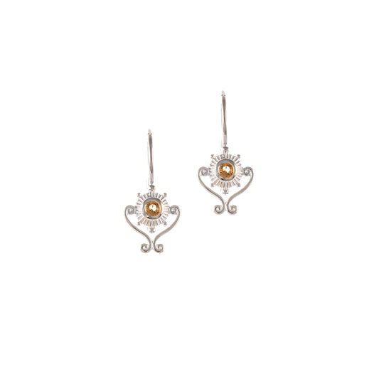 Ohrringe Bouton 925 Silber Zirkonia cognac