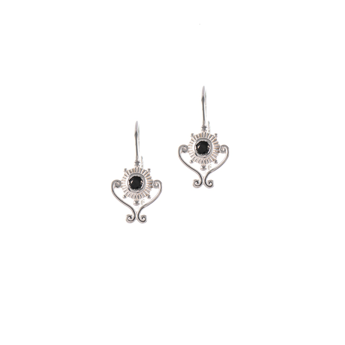 Ohrringe Bouton 925 Silber Zirkonia schwarz