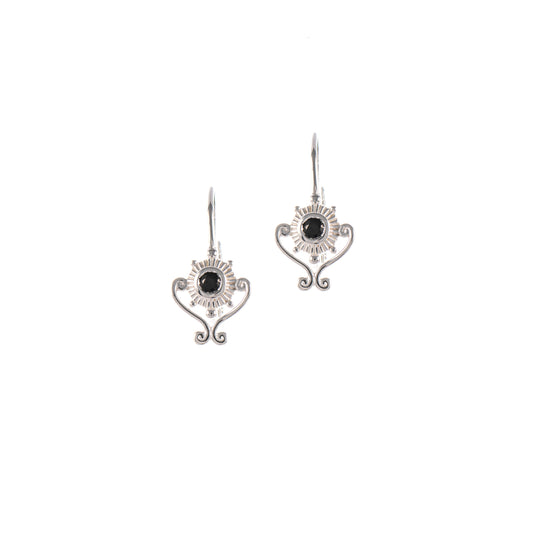 Ohrringe Bouton 925 Silber Zirkonia schwarz