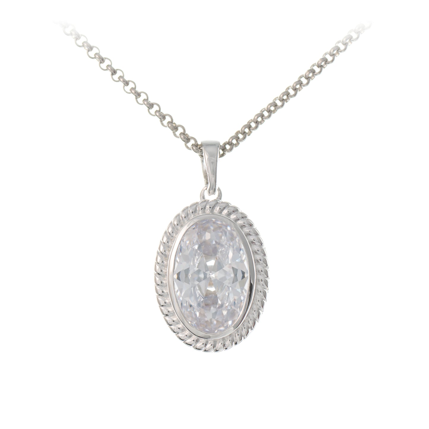 Anhaenger mit Kette 925 Silber Zirkonia weiss