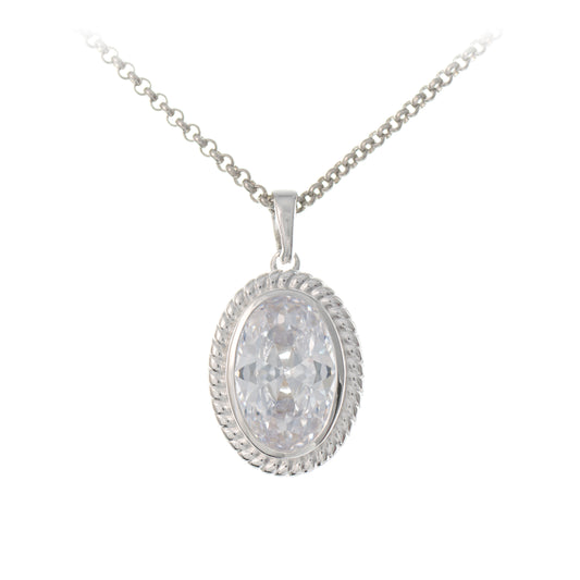 Anhaenger mit Kette 925 Silber Zirkonia weiss