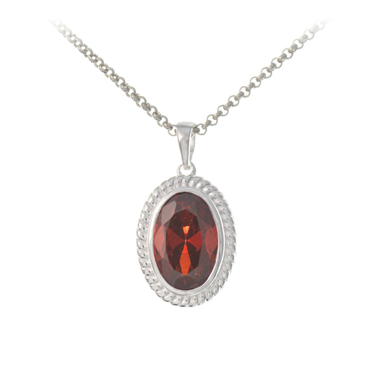 Anhaenger mit Kette 925 Silber Zirkonia rot