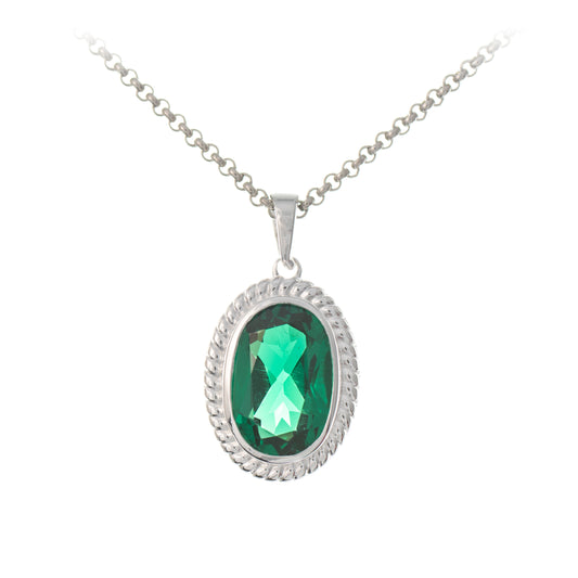 Anhaenger mit Kette 925 Silber Zirkonia gruen